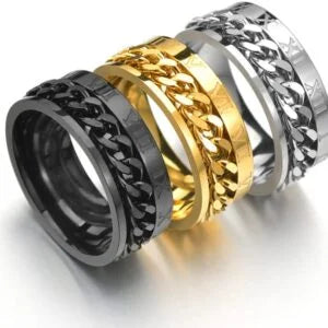 Men’s l Ring Rotatable Chain Ring with romen numbers