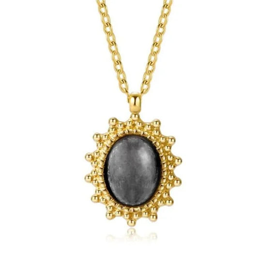 French Vintage Black Gemstone Pendant
